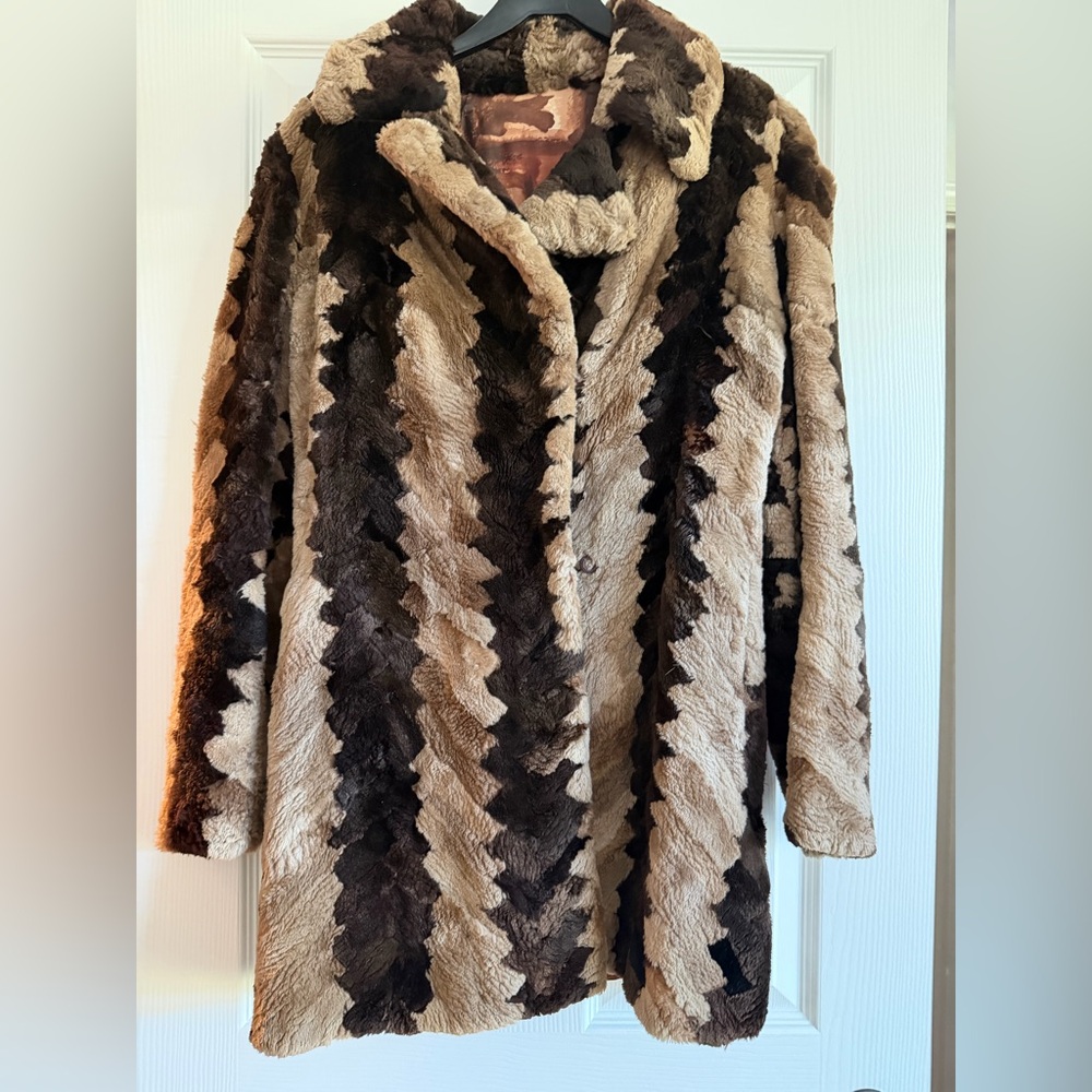 Elegant Brown and Tan Women's real sheared mink  Coat